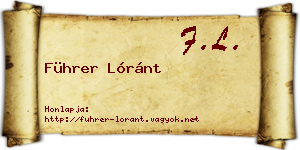 Führer Lóránt névjegykártya